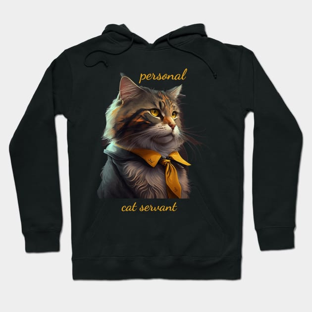 Personal Cat Servant - Rich and Luxurious Feline with Necktie Hoodie by emmamarlene